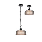 Regent Lourdes Flush Pendant Light 270mm Diameter - Satin Black / Smoke