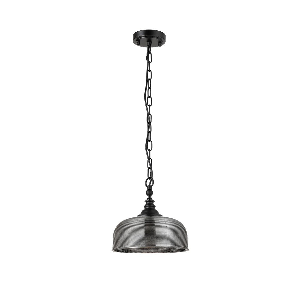 Regent Lourdes Flush Pendant Light 270mm Diameter - Satin Black / Smoke