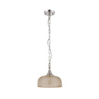 Regent Lourdes Flush Pendant Light 270mm Diameter - Polished Nickel / Amber
