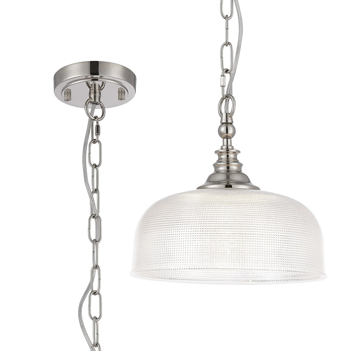 Regent Lourdes Flush Pendant Light 270mm Diameter - Polished Nickel / Frosted