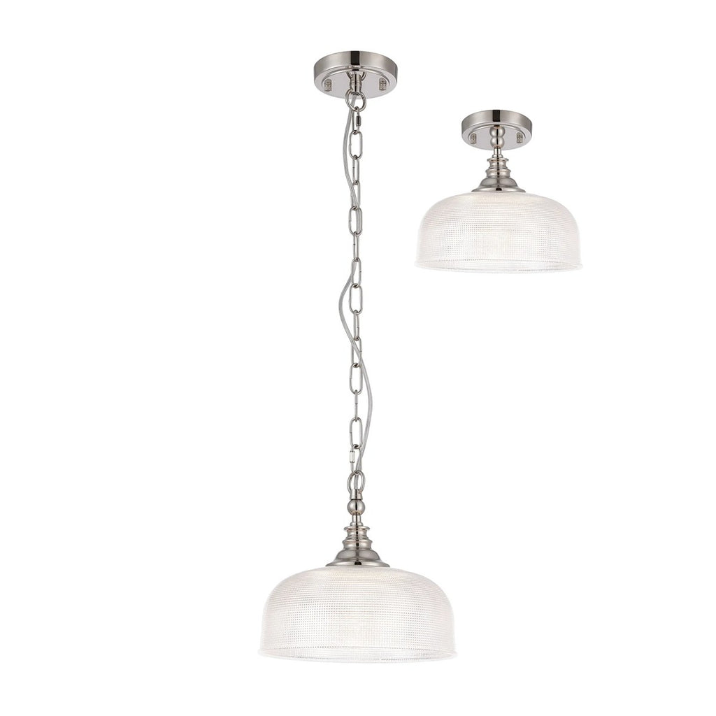 Regent Lourdes Flush Pendant Light 270mm Diameter - Polished Nickel / Frosted