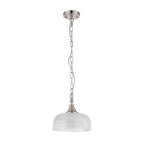 Regent Lourdes Flush Pendant Light 270mm Diameter - Polished Nickel / Frosted