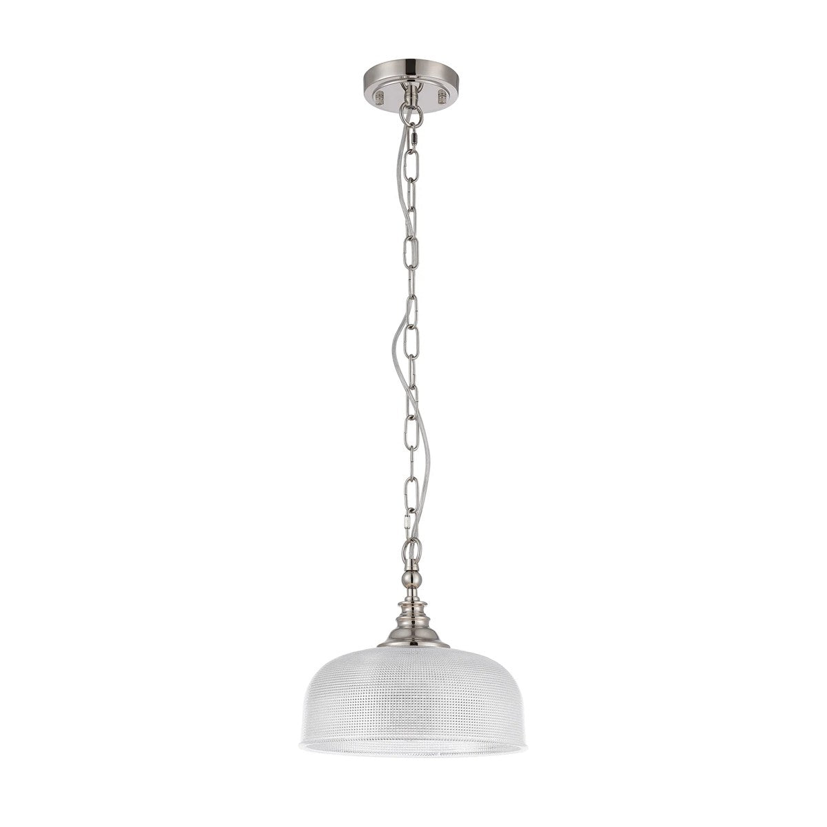Regent Lourdes Flush Pendant Light 270mm Diameter - Polished Nickel / Frosted