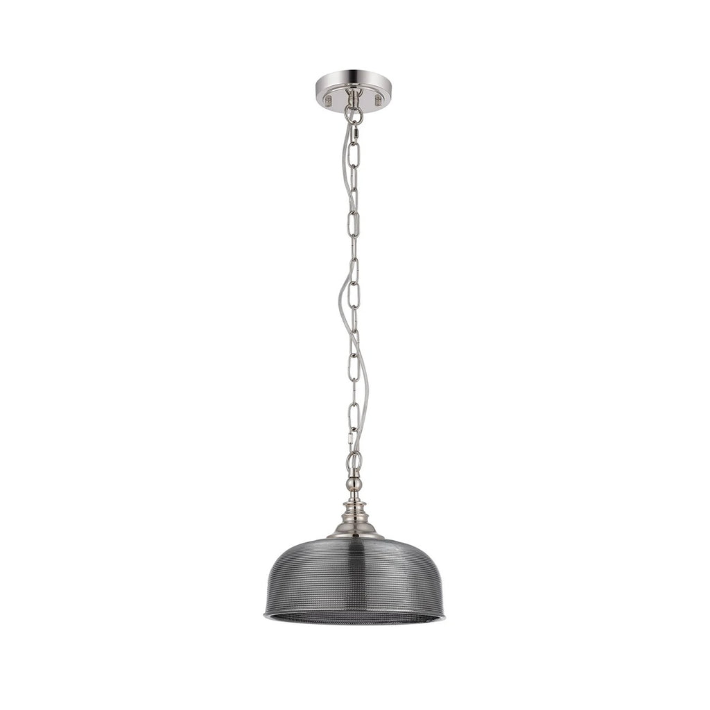 Regent Lourdes Flush Pendant Light 270mm Diameter - Polished Nickel / Smoke