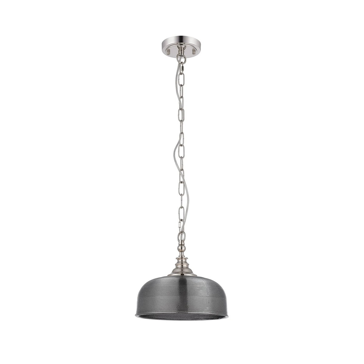 Regent Lourdes Flush Pendant Light 270mm Diameter - Polished Nickel / Smoke