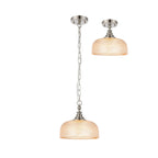 Regent Lourdes Flush Pendant Light 270mm Diameter - Satin Nickel / Amber