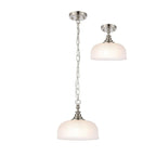 Regent Lourdes Flush Pendant Light 270mm Diameter - Satin Nickel / Clear