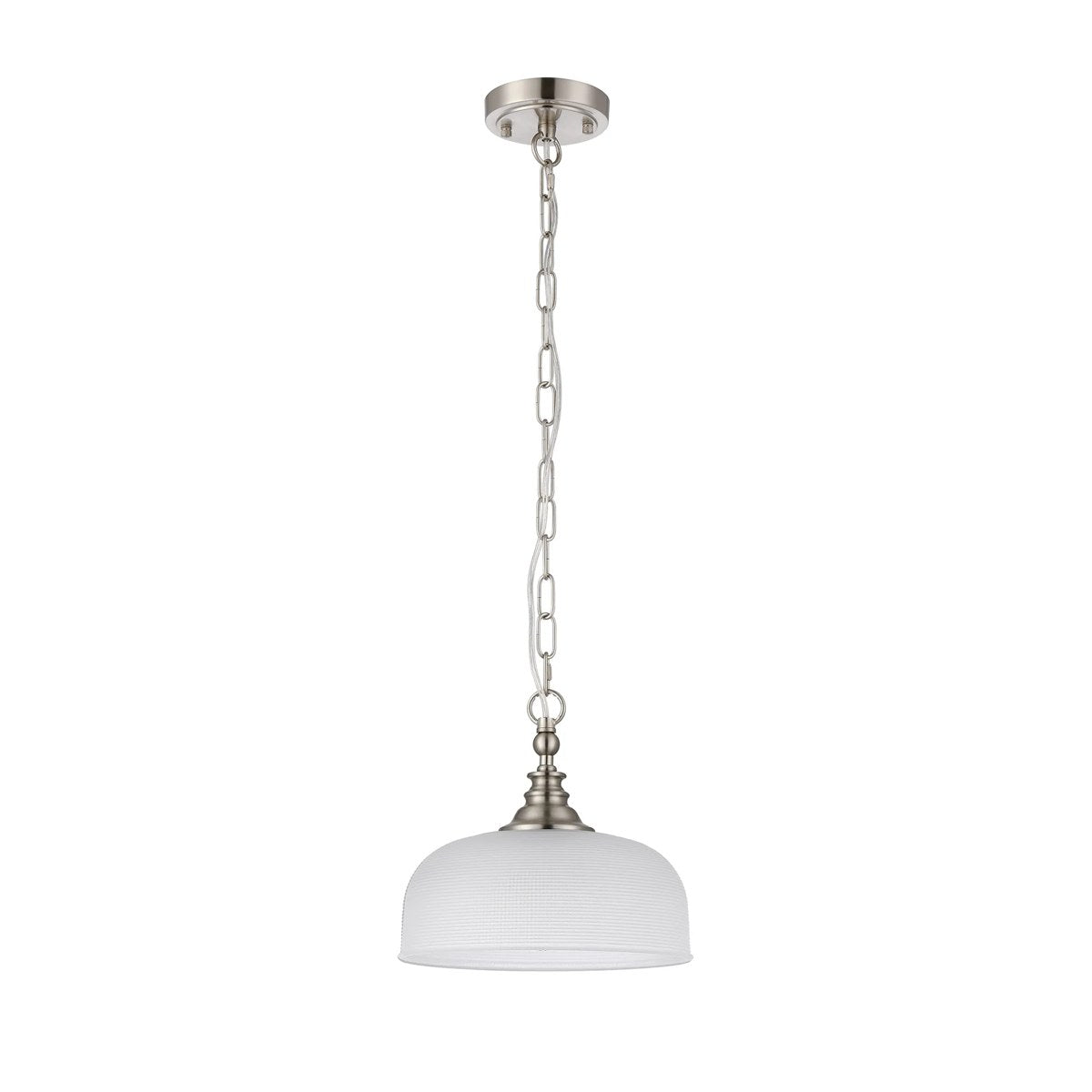 Regent Lourdes Flush Pendant Light 270mm Diameter - Satin Nickel / Clear