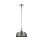 Regent Lourdes Flush Pendant Light 270mm Diameter - Satin Nickel / Smoke