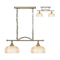 Regent Lourdes 2 Light Semi Flush Pendant Bar 750mm - Antique Brass / Amber
