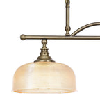 Regent Lourdes 2 Light Semi Flush Pendant Bar 750mm - Antique Brass / Amber