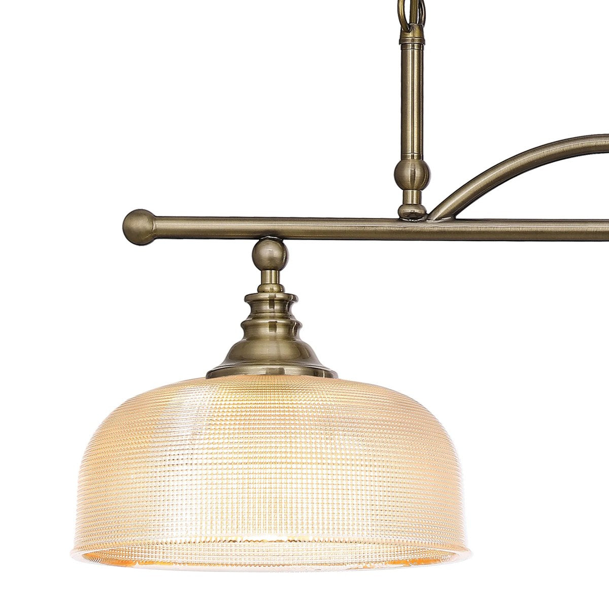 Regent Lourdes 2 Light Semi Flush Pendant Bar 750mm - Antique Brass / Amber