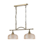 Regent Lourdes 2 Light Semi Flush Pendant Bar 750mm - Antique Brass / Amber