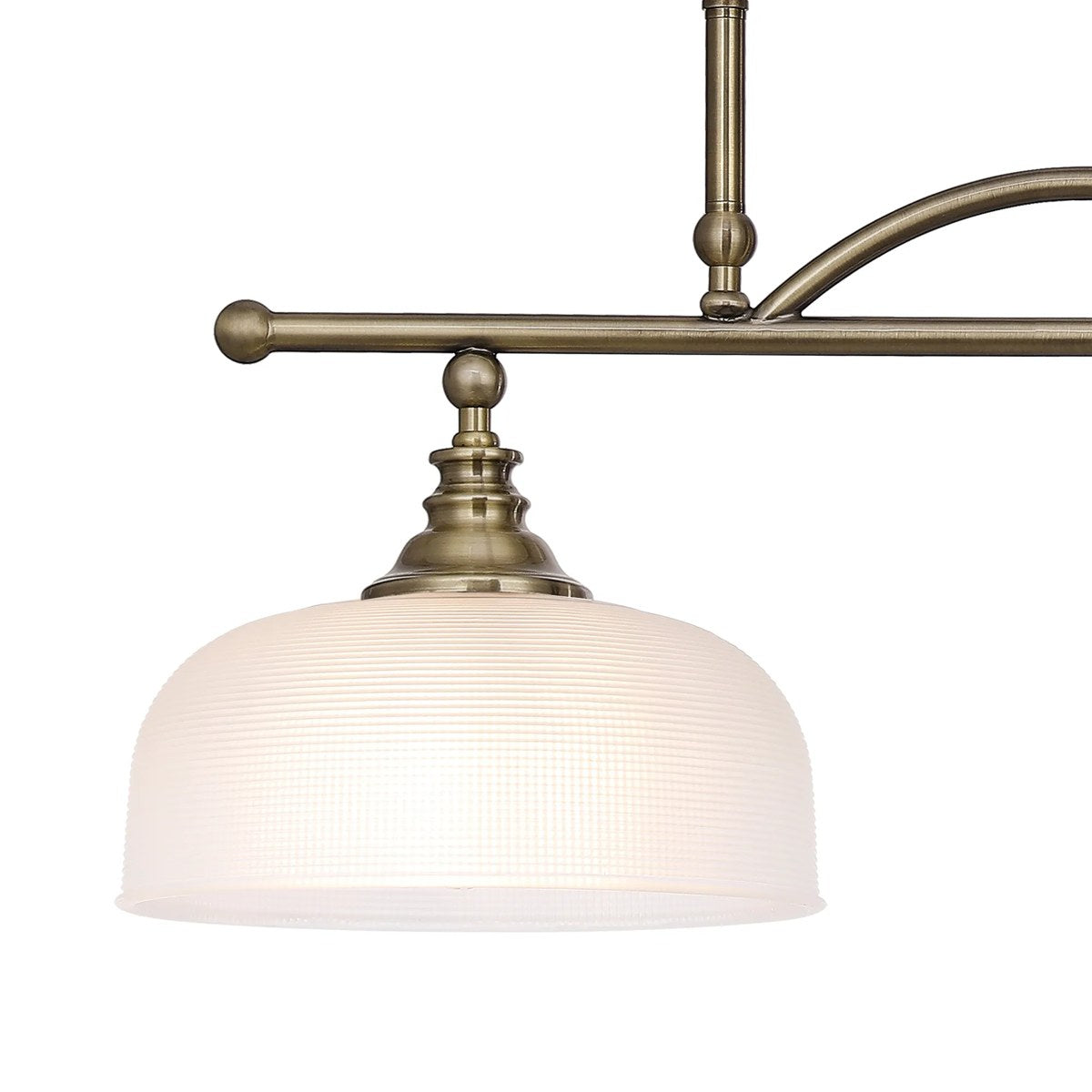 Regent Lourdes 2 Light Semi Flush Pendant Bar 750mm - Antique Brass / Frosted