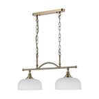 Regent Lourdes 2 Light Semi Flush Pendant Bar 750mm - Antique Brass / Frosted