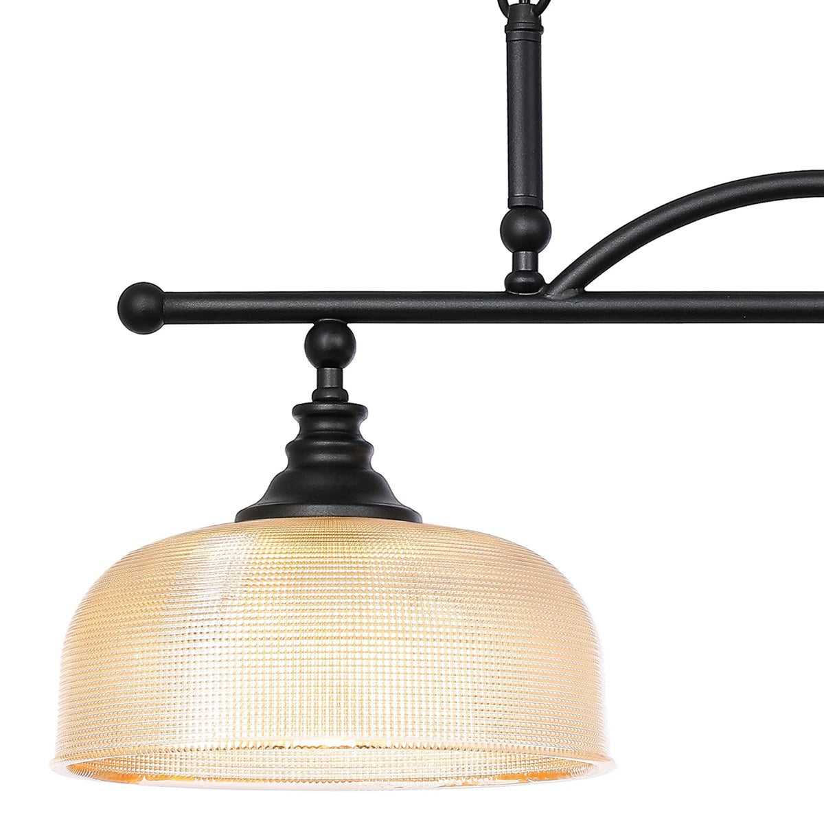 Regent Lourdes 2 Light Semi Flush Pendant Bar 750mm - Satin Black / Amber