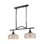 Regent Lourdes 2 Light Semi Flush Pendant Bar 750mm - Satin Black / Amber
