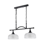 Regent Lourdes 2 Light Semi Flush Pendant Bar 750mm - Satin Black / Clear