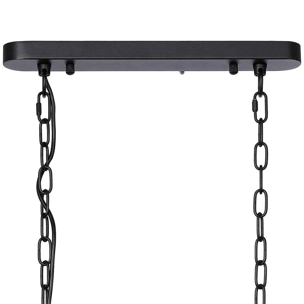 Regent Lourdes 2 Light Semi Flush Pendant Bar 750mm - Satin Black / Frosted