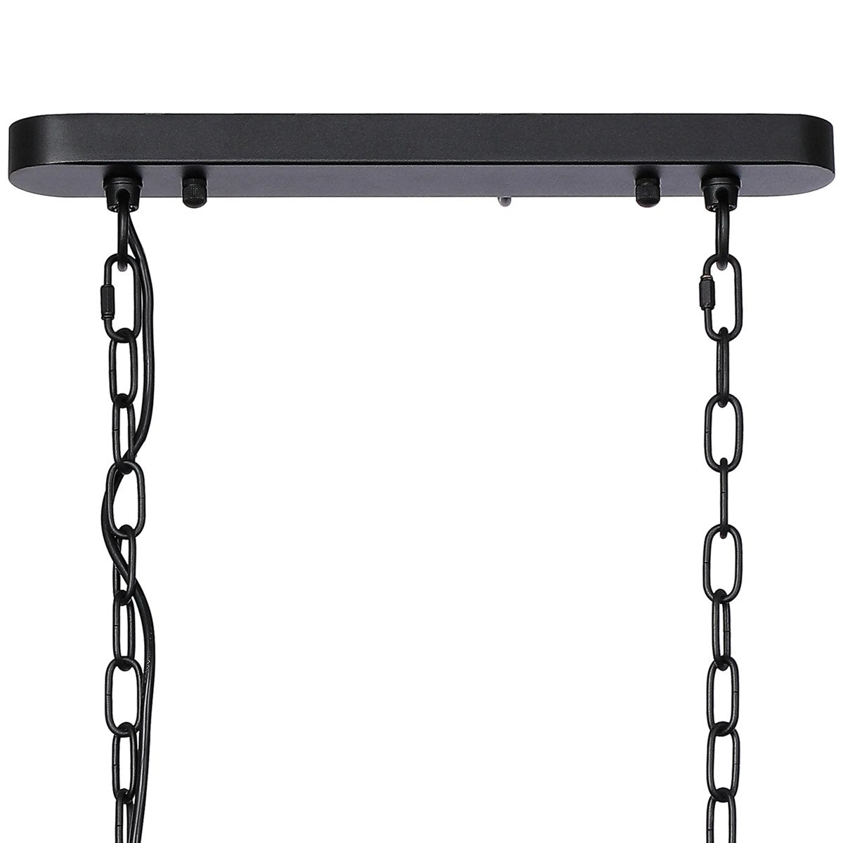 Regent Lourdes 2 Light Semi Flush Pendant Bar 750mm - Satin Black / Frosted