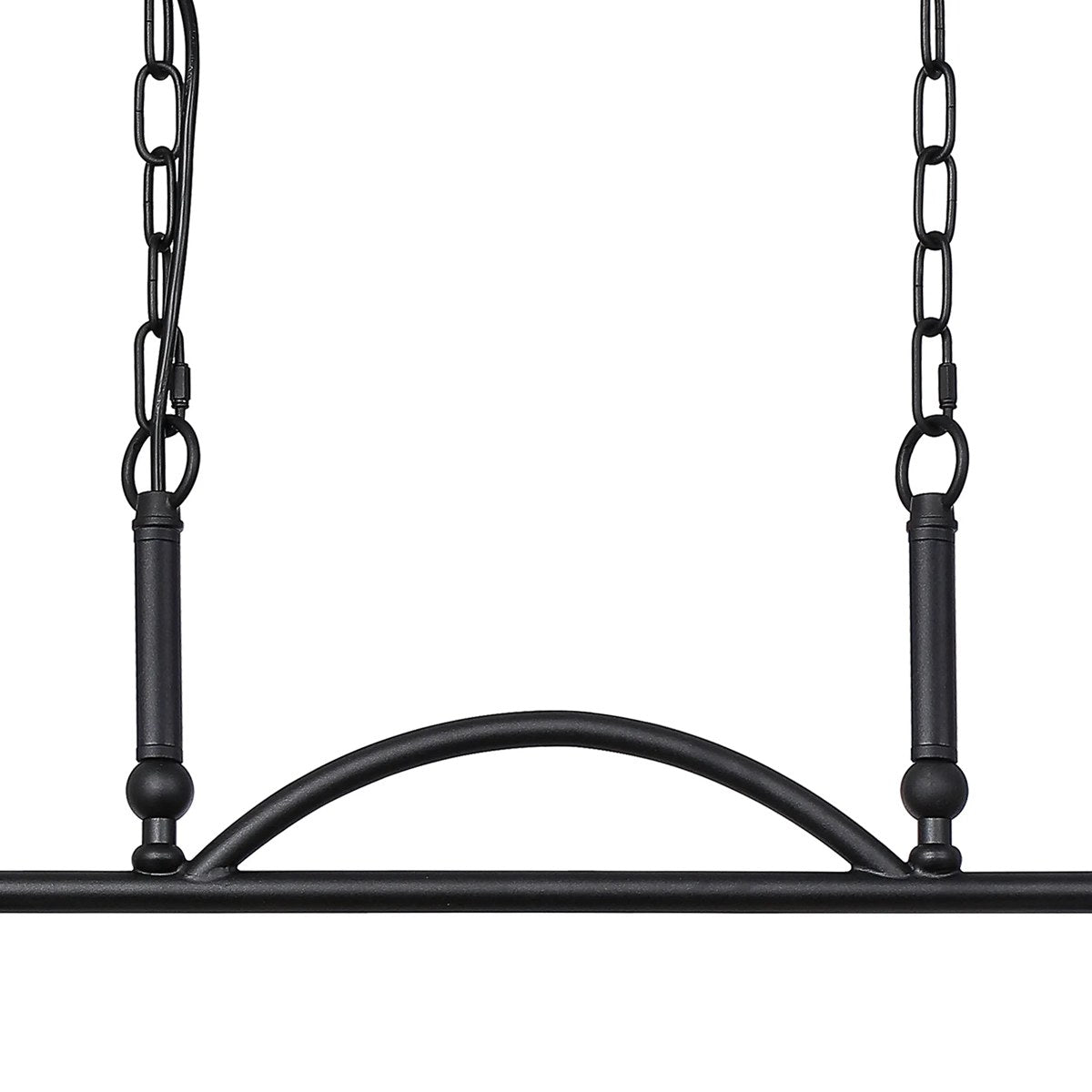 Regent Lourdes 2 Light Semi Flush Pendant Bar 750mm - Satin Black / Frosted