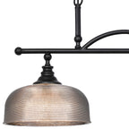 Regent Lourdes 2 Light Semi Flush Pendant Bar 750mm - Satin Black / Smoke