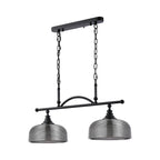 Regent Lourdes 2 Light Semi Flush Pendant Bar 750mm - Satin Black / Smoke