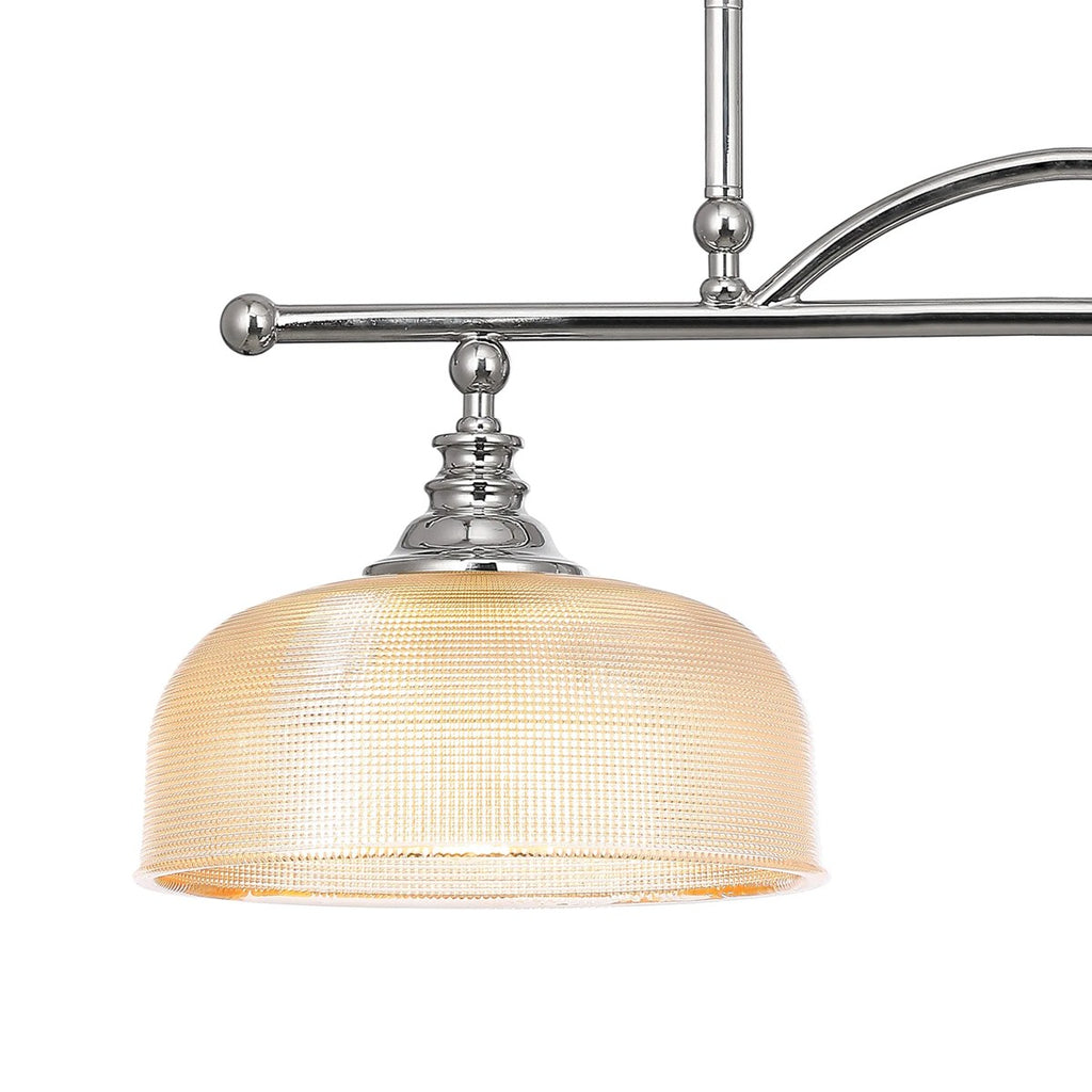 Regent Lourdes 2 Light Semi Flush Pendant Bar 750mm - Polished Nickel / Amber