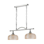Regent Lourdes 2 Light Semi Flush Pendant Bar 750mm - Polished Nickel / Amber