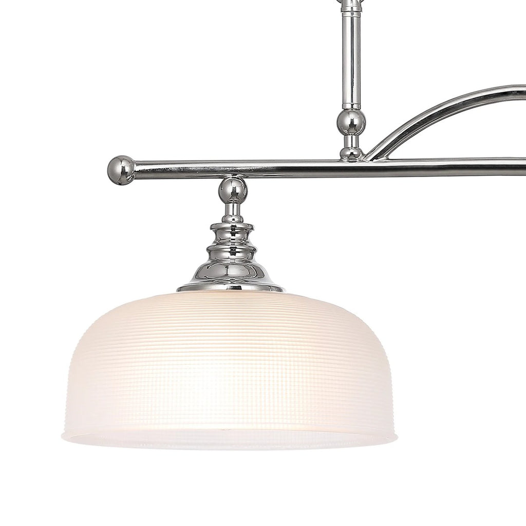 Regent Lourdes 2 Light Semi Flush Pendant Bar 750mm - Polished Nickel / Frosted