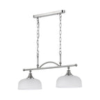 Regent Lourdes 2 Light Semi Flush Pendant Bar 750mm - Polished Nickel / Frosted