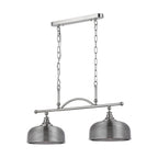 Regent Lourdes 2 Light Semi Flush Pendant Bar 750mm - Polished Nickel / Smoke