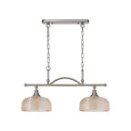 Regent Lourdes 2 Light Semi Flush Pendant Bar 750mm - Satin Nickel / Amber