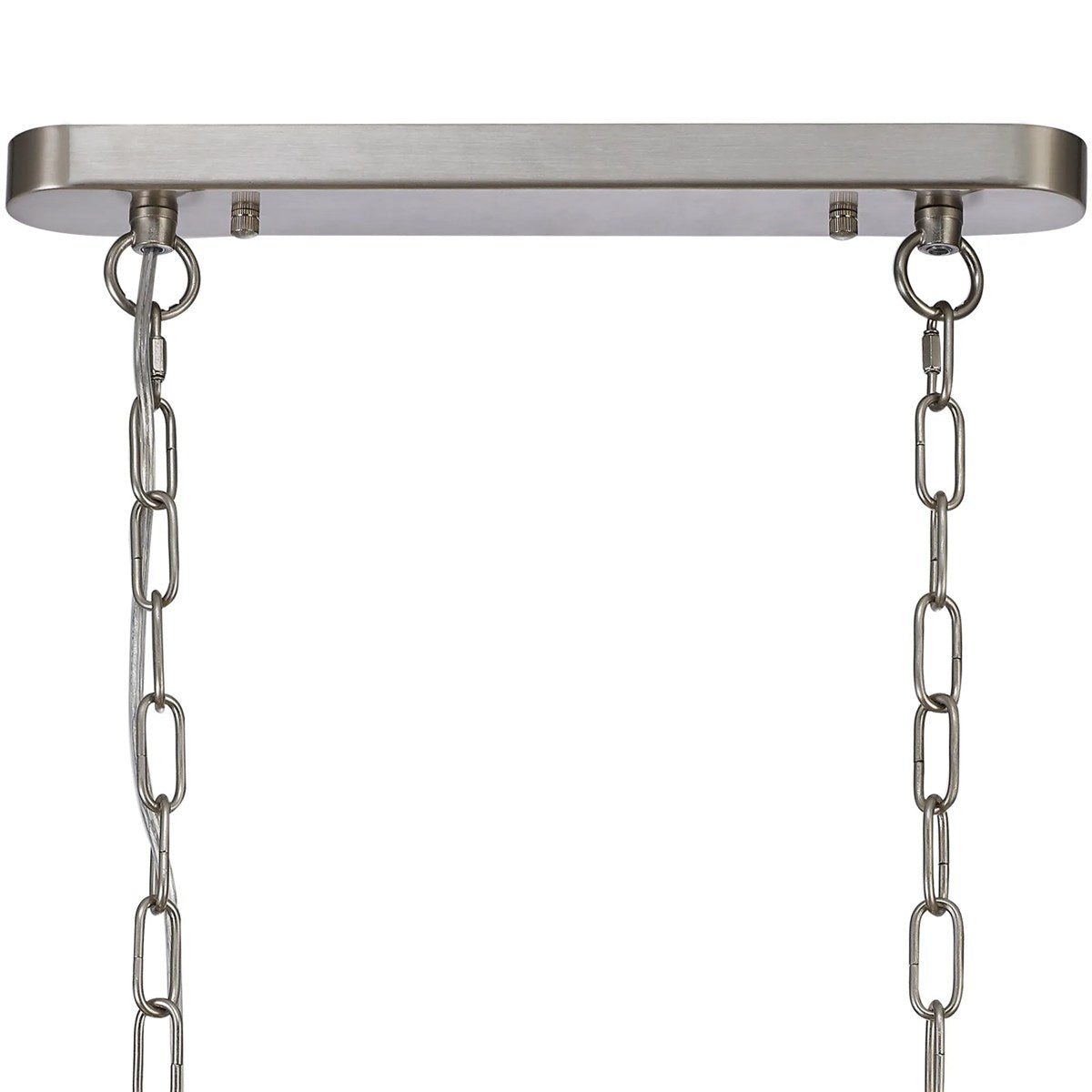 Regent Lourdes 2 Light Semi Flush Pendant Bar 750mm - Satin Nickel / Amber