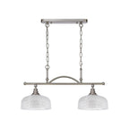 Regent Lourdes 2 Light Semi Flush Pendant Bar 750mm - Satin Nickel / Clear