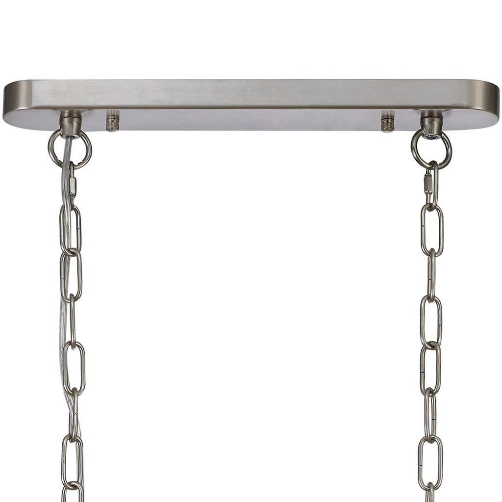 Regent Lourdes 2 Light Semi Flush Pendant Bar 750mm - Satin Nickel / Clear