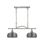 Regent Lourdes 2 Light Semi Flush Pendant Bar 750mm - Satin Nickel / Smoke
