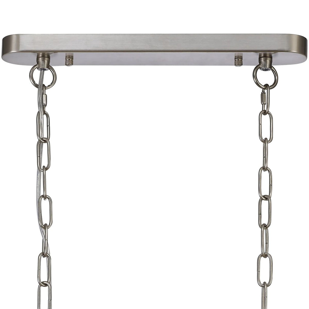 Regent Lourdes 2 Light Semi Flush Pendant Bar 750mm - Satin Nickel / Smoke