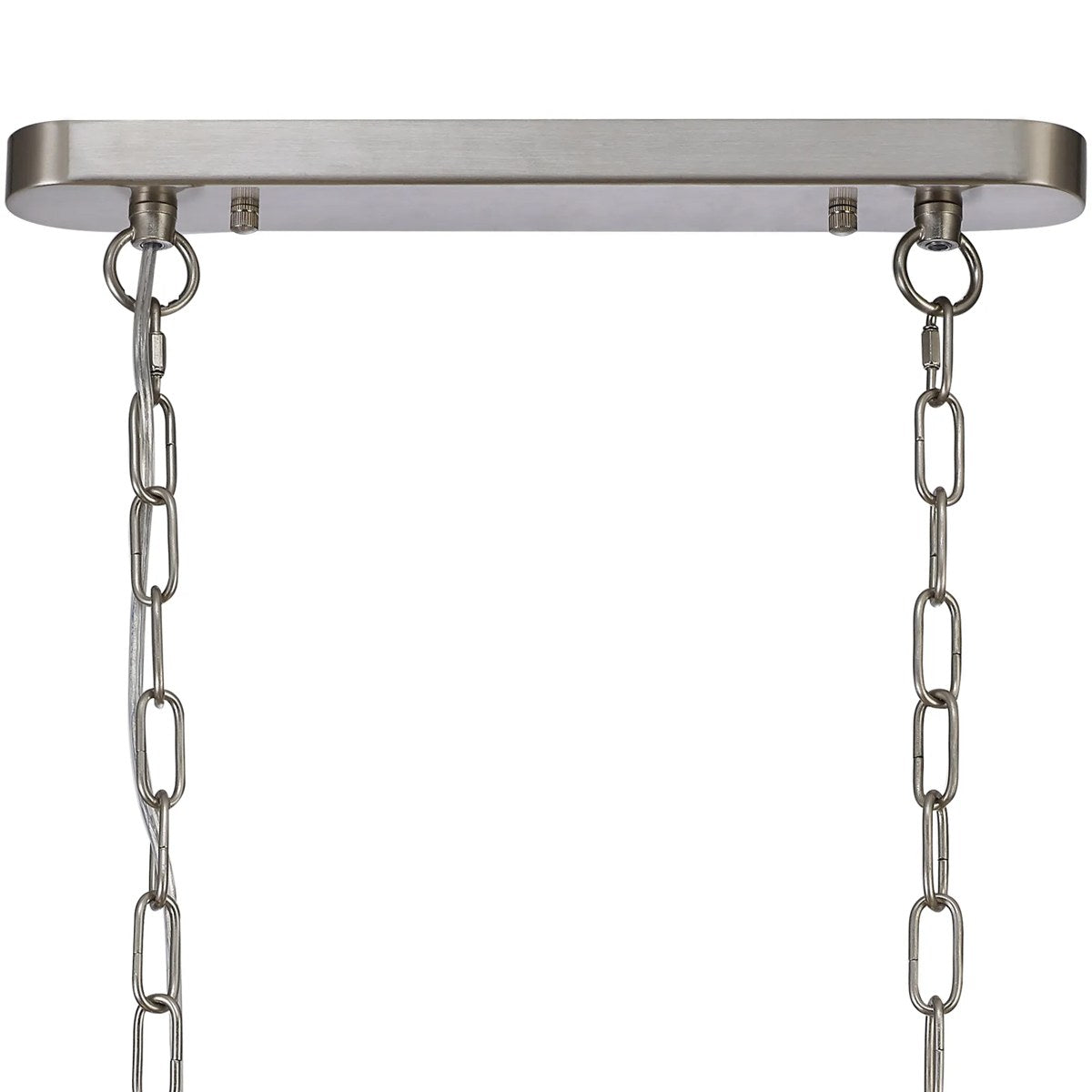 Regent Lourdes 2 Light Semi Flush Pendant Bar 750mm - Satin Nickel / Smoke