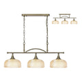 Regent Lourdes 3 Light 990mm Semi Flush / Pendant Bar - Antique Brass / Amber