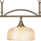 Regent Lourdes 3 Light 990mm Semi Flush / Pendant Bar - Antique Brass / Amber