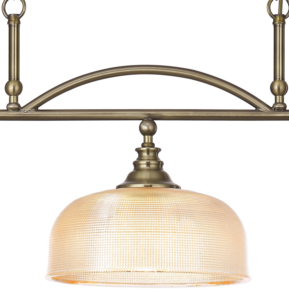 Regent Lourdes 3 Light 990mm Semi Flush / Pendant Bar - Antique Brass / Amber