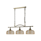 Regent Lourdes 3 Light 990mm Semi Flush / Pendant Bar - Antique Brass / Amber