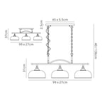 Regent Lourdes 3 Light 990mm Semi Flush / Pendant Bar - dimensions