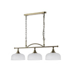 Regent Lourdes 3 Light 990mm Semi Flush / Pendant Bar - Antique Brass / Frosted