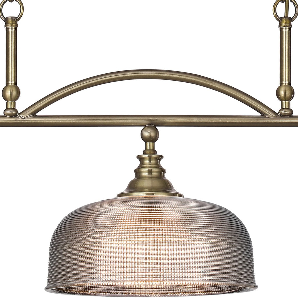 Regent Lourdes 3 Light 990mm Semi Flush / Pendant Bar - Antique Brass / Smoke
