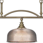Regent Lourdes 3 Light 990mm Semi Flush / Pendant Bar - Antique Brass / Smoke