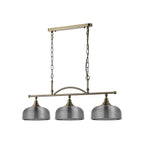 Regent Lourdes 3 Light 990mm Semi Flush / Pendant Bar - Antique Brass / Smoke
