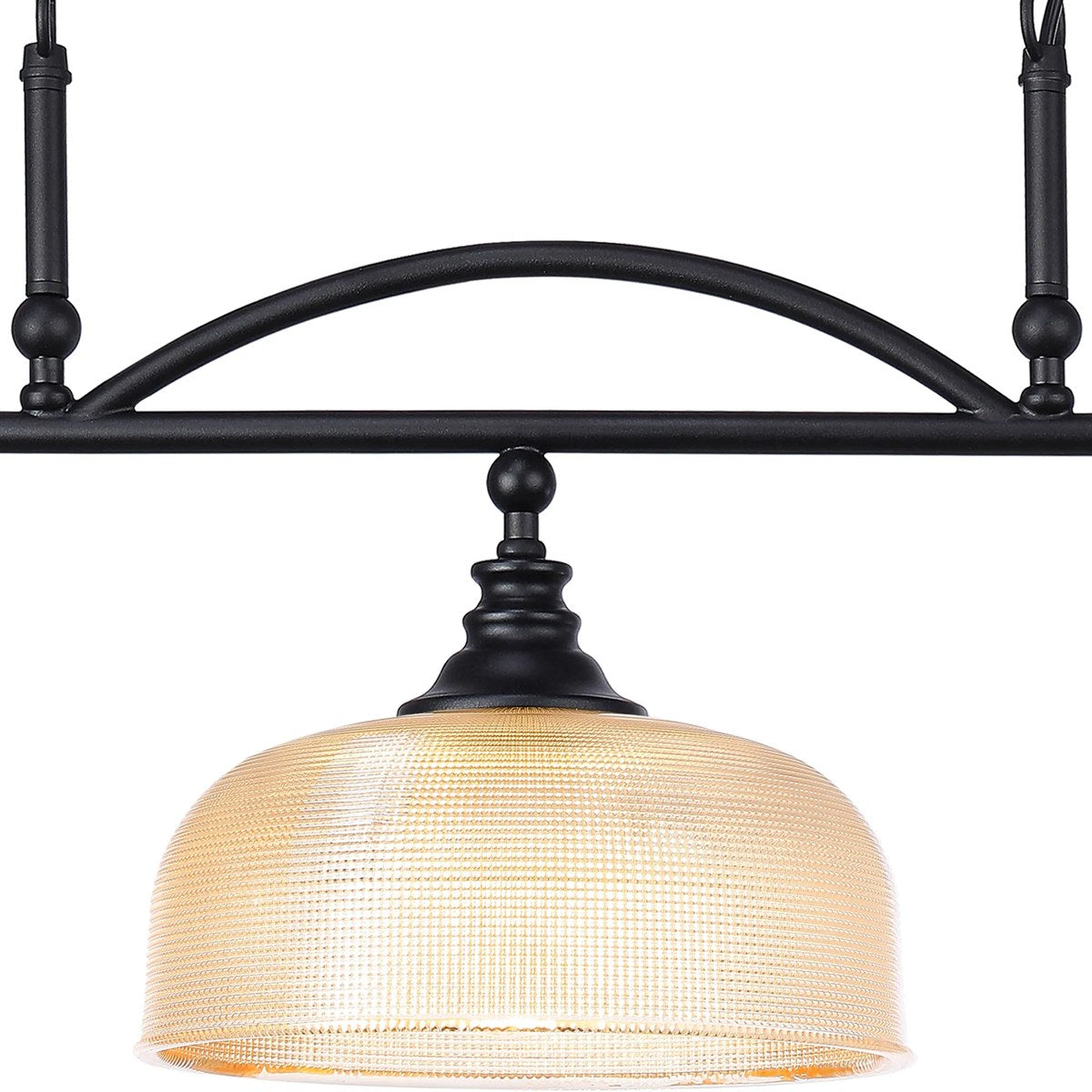 Regent Lourdes 3 Light 990mm Semi Flush / Pendant Bar - Satin Black / Amber