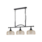 Regent Lourdes 3 Light 990mm Semi Flush / Pendant Bar - Satin Black / Amber